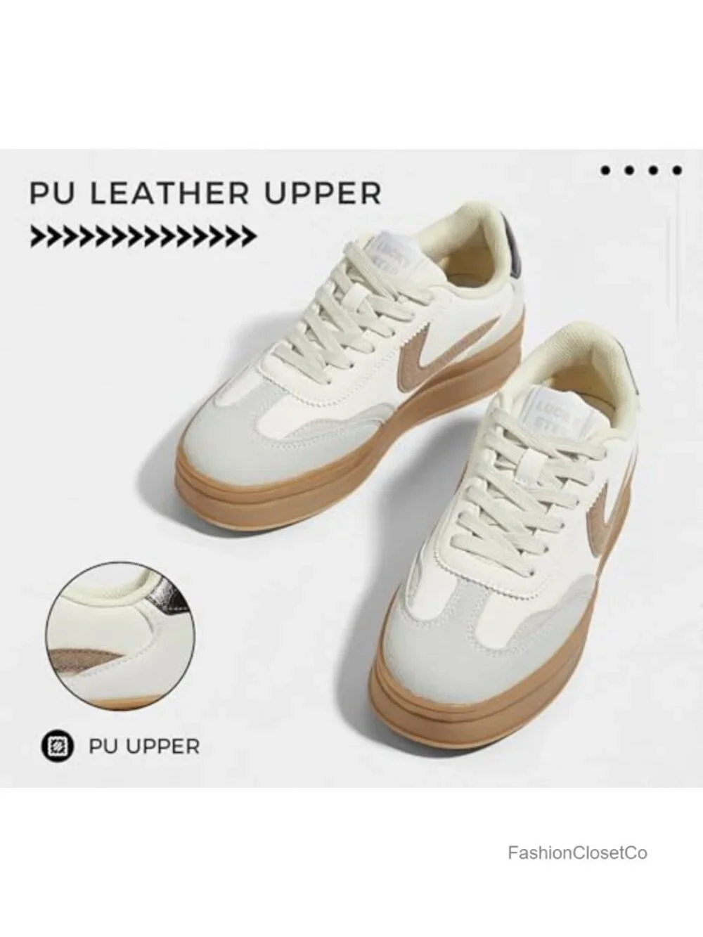 Women's Platform Fashion Sneakers Faux PU Leather Suede Retro Chunky Casual